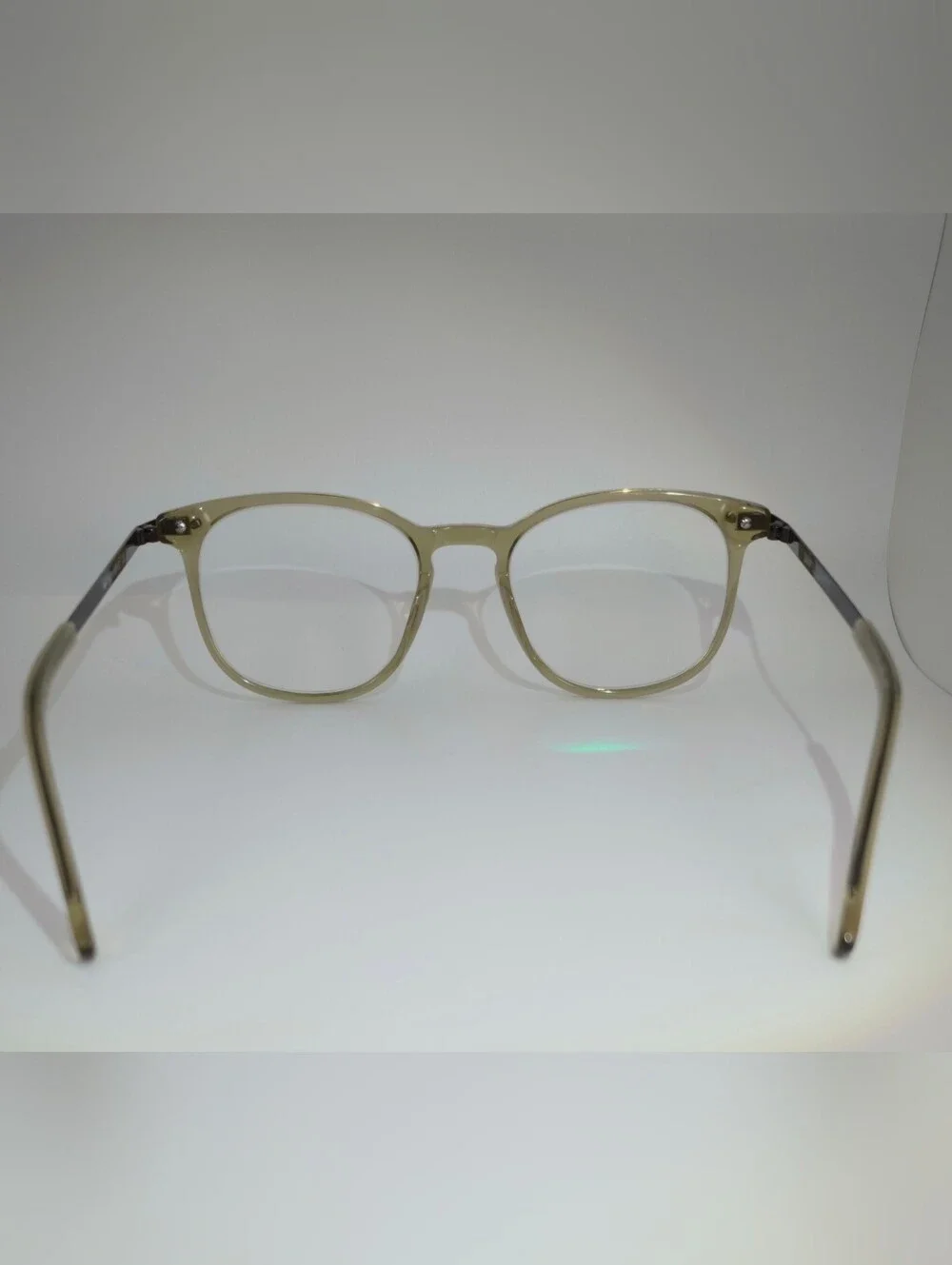 Savvy. Clear Round Olive Green Women's Eyeglass Frames.